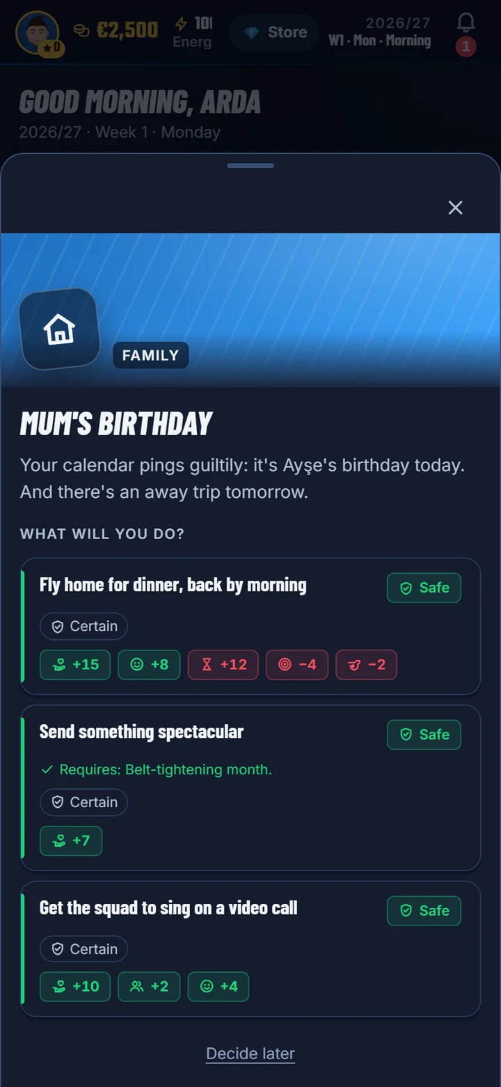 Event card: Mum’s birthday, what will you do?
